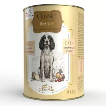 SYTA MICHA Classic Mono iepure cu gulie – hrană umedă pentru câini – 400g