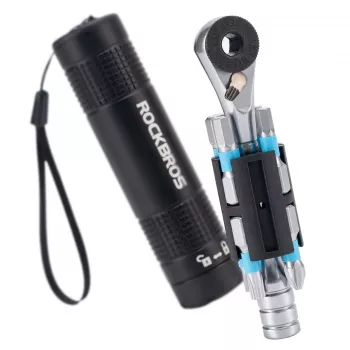 Multitool pentru bicicletă cu clichet ROCKBROS TG-8601 cu biți din oțel S2, carcasă cilindrică din aluminiu, negru