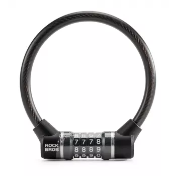 Antifurt cu cablu de oțel cu combinație pentru bicicletă ROCKBROS 87639-4, negru