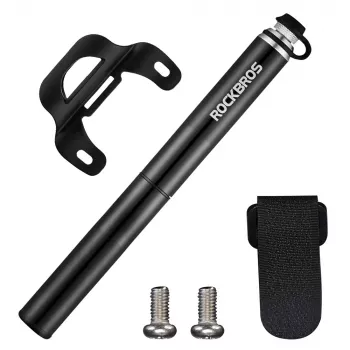 Pompă de mână ușoară pentru bicicletă ROCKBROS JG-PB-004 cu manometru - negru