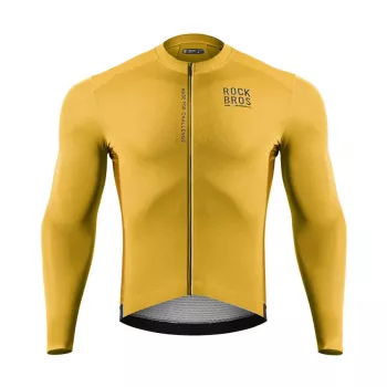 Tricou de ciclism cu mânecă lungă pentru bărbați ROCKBROS Road to Sky - galben, mărimea L
