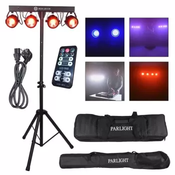 LIGHT4ME LED BAR COB PAR 4x30W RGB Reflector PAR LED cu stativ și husă