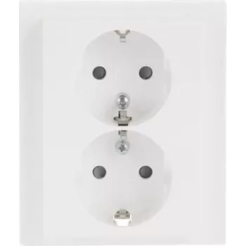 Priză dublă SCHUKO Busch-Jaeger 202 EUJB-84, Alpine White, montaj îngropat, 2 x Type F, 16 A