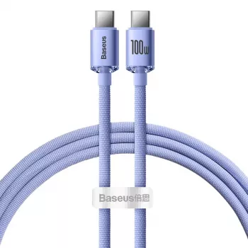 Cablu de date și încărcare rapidă Baseus Crystal Shine USB-C la USB-C 100W PD, 1,2 m, mov