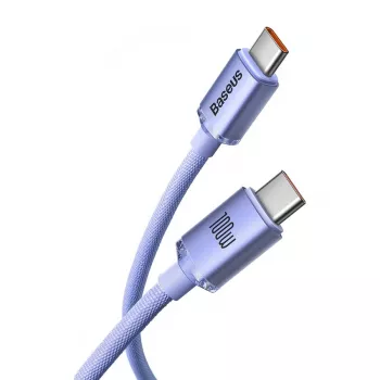 Cablu de date și încărcare rapidă Baseus Crystal Shine USB-C la USB-C 100W PD, 1,2 m, mov
