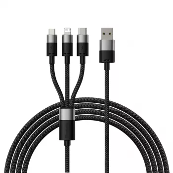 Cablu de încărcare multiplă Baseus StarSpeed 3 în 1 USB-C + Micro USB + Lightning 3,5A 1,2 m negru