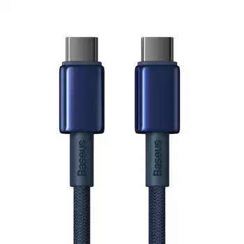 Cablu Baseus Tungsten Gold USB-C la USB-C 100W PD 1m albastru