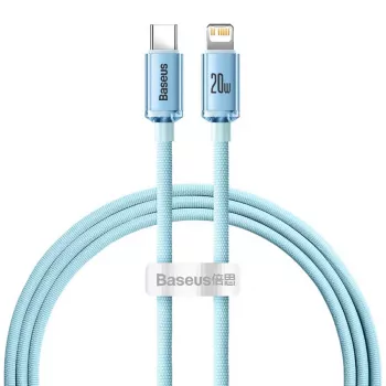 Cablu Baseus Crystal Shine USB-C la Lightning 20W, 1,2m, albastru