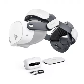 BOBOVR M3 Pro+ Battery Head Strap with 6500 mAh Battery and Charging Dock for Meta Quest 3/3S - White