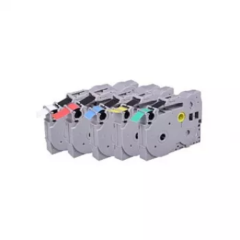 G&G BB-B-G-TZE-MP5 Label Tape Set for Brother P-touch TZe Series (5-Pack, Mixed Colours)