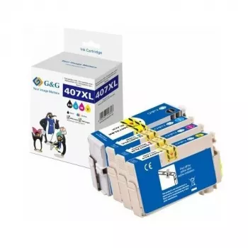 G&G Compatible 4-Pack High Yield Ink Cartridges for Epson 407XL (Black, Cyan, Magenta, Yellow)