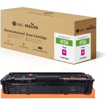 G&G Remanufactured Magenta Toner Cartridge Replacement for HP 415A (W2013A), 2100 Pages