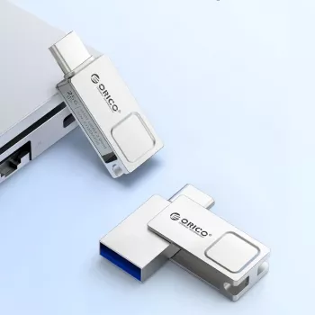 Memorie USB flash dual USB-A/USB-C ORICO U301 128 GB USB 3.2 Gen 1 argintie