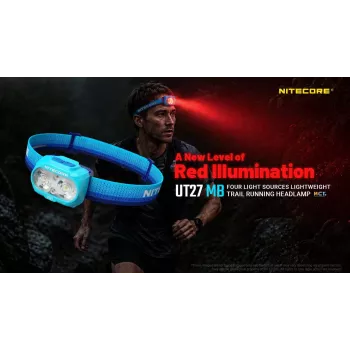 Lampă frontală Nitecore UT27 MB 800 lumeni cu fascicul dublu și lumină roșie