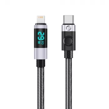 Cablu ORICO LDC2L USB-C la Lightning cu afișaj LED al puterii, PD 29W, 480 Mbps, 1,5 m, negru