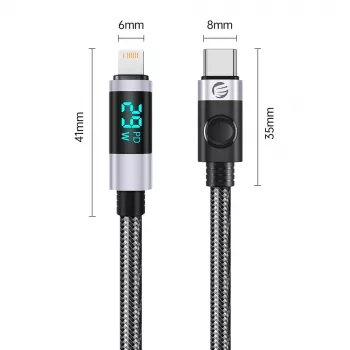 Cablu ORICO LDC2L USB-C la Lightning cu afișaj LED al puterii, PD 29W, 480 Mbps, 1,5 m, negru