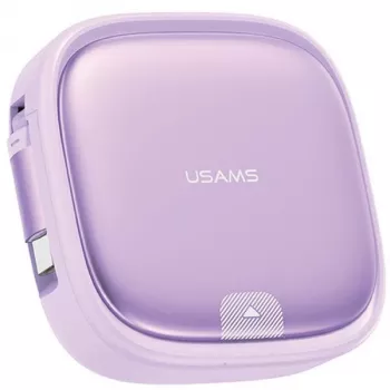 Cablu de încărcare retractabil 3 în 1 USAMS cu cutie de depozitare, USB-A la USB-C/Lightning/Micro USB 60W, violet, SJ650USB03