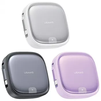 Cablu de încărcare retractabil 3 în 1 USAMS cu cutie de depozitare, USB-A la USB-C/Lightning/Micro USB 60W, violet, SJ650USB03