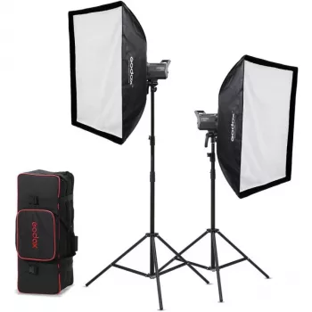 Godox Litemons LA200D K2 2-Light Daylight LED Monolight Kit with Softboxes, Stands, and Carrying Bag