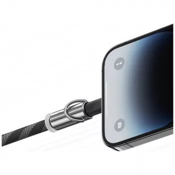 Cablu de încărcare cu șnur pentru telefon USAMS SJ746 30W USB-C la Lightning 1,2 m albastru