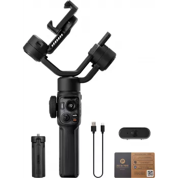 Stabilizator gimbal 3 axe pentru smartphone Zhiyun C030124ABR1 cu lumină de umplere integrată, Bluetooth 5.0, baterie 2600mAh, autonomie până la 25h, suportă telefoane 50-90mm, negru