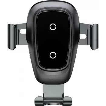 Suport auto cu încărcare wireless Baseus Metal Gravity cu încărcare Qi, grilă de ventilație, negru (WXYL-B0A)