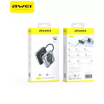 Stație de încărcare wireless 3-în-1 AWEI W35 15W gri