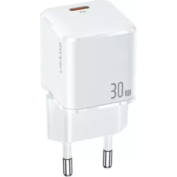 USAMS T45 Mini Încărcător de perete 30W USB-C PD3.0 Alb CC148TC02 (US-CC148)