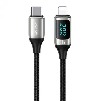 USAMS U78 Cablu împletit USB-C la Lightning cu indicator LED 1,2m 20W PD Încărcare rapidă Alb SJ545USB02