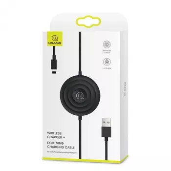 USAMS US-CC096 Încărcător wireless Qi 10W cu cablu Lightning - Negru