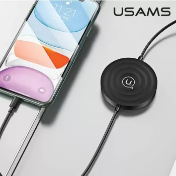 USAMS US-CC096 Încărcător wireless Qi 10W cu cablu Lightning - Negru