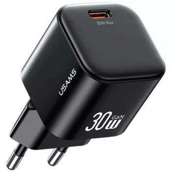 USAMS JO Series CC262 Încărcător de perete GaN 30W USB-C cu cablu USB-C de 1m - Alb