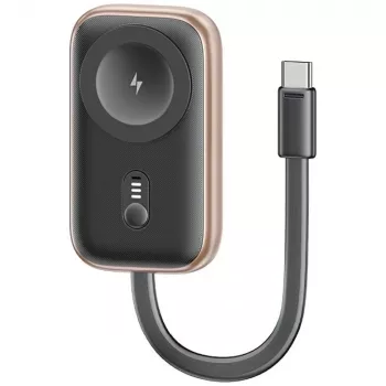 USAMS CD245 Încărcător wireless și power bank 2-în-1 pentru Apple Watch, 1200mAh, USB-C, Tarnish