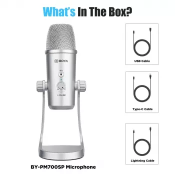 BOYA BY-PM700SP Multi-Pattern USB Condenser Microphone with Headphone Monitoring and Integrated Stand