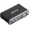 Interfață audio BOYA BY-AM1 USB-C cu 2 canale, intrări XLR/TRS, alimentare phantom +48V și monitorizare directă
