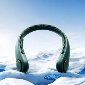 Ventilator de gât JISULIFE Neck Fan Life3 - ventilator portabil USB reîncărcabil fără pale, verde