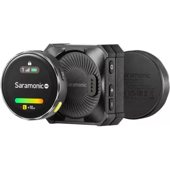 Sistem wireless de microfon pentru 2 persoane Saramonic BLINKME B2 cu ecran tactil, înregistrare integrată, carcasă de încărcare