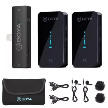 Boya BY-XM6-S4 Wireless Microphone System for iOS with Lightning, 2 Transmitters (BY-XM6-S4)