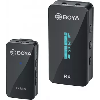 BOYA BY-XM6-S1 Mini 2.4GHz Wireless Microphone System with Lavalier Mic, OLED Receiver, 100m Range