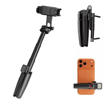 ULANZI Mini Selfie Stick Trepied cu telecomandă Bluetooth pentru smartphone-uri, Negru