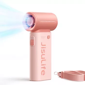 Ventilator de mână JISULIFE Life9 3600mAh USB-C portabil pliabil de birou - roz