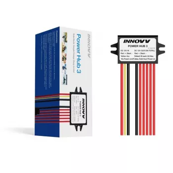 INNOVV Power Hub 3 - distribuitor de alimentare impermeabil 12V pentru 5 dispozitive cu protecție a bateriei și siguranțe
