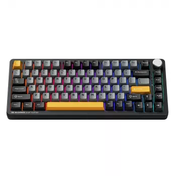 Tastatură mecanică gaming wireless tri-mod MACHENIKE K600-B82W, 75% 82 taste, switch-uri Gateron Silver, RGB per tastă, keycaps PBT, hot-swappable, neagră