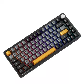 Tastatură mecanică gaming wireless tri-mod MACHENIKE K600-B82W, 75% 82 taste, switch-uri Gateron Silver, RGB per tastă, keycaps PBT, hot-swappable, neagră