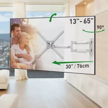 Barkan BM343XLW Suport TV de perete full motion pentru ecrane 13-65 inch, 36kg, alb