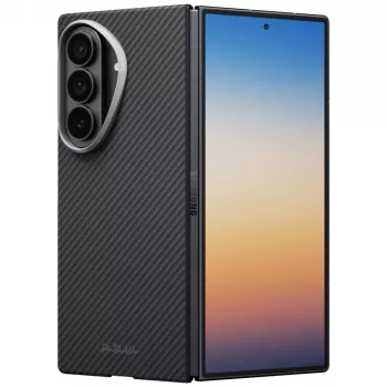 Husă de protecție din fibră de aramidă PITAKA Edge Case pentru Samsung Galaxy Z Fold 8 Ultra, neagră/gri (Overture Black)