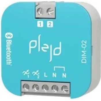 Dimmer wireless cu 2 canale PLEJD DIM-02, 2x100VA, Bluetooth Mesh, șină DIN