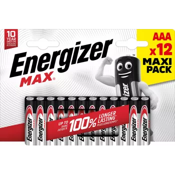 Baterii alcaline Energizer MAX AAA, 1,5 V, pachet de 12