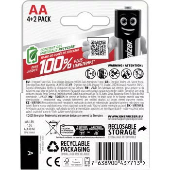 Baterii alcaline Energizer Max AA, 1,5 V, set de 6 (4+2)