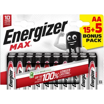 Baterie alcalină Energizer Max AA LR6 1,5 V, 20 bucăți (E303329900)